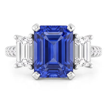 Afbeelding in Gallery-weergave laden, Emerald Diamond Radiant Blue Sapphire Ring 3 karaat witgoud 14K