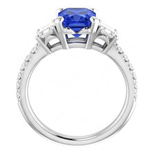 Afbeelding in Gallery-weergave laden, Emerald Diamond Radiant Blue Sapphire Ring 3 karaat witgoud 14K
