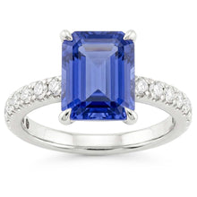 Afbeelding in Gallery-weergave laden, Emerald Sapphire Edelsteen Ring Pave Set Natuurlijke echte diamant ( niet in het laboratorium gekweekt )en 3,50 karaat