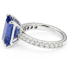 Afbeelding in Gallery-weergave laden, Emerald Sapphire Edelsteen Ring Pave Set Natuurlijke echte diamant ( niet in het laboratorium gekweekt )en 3,50 karaat