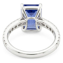 Afbeelding in Gallery-weergave laden, Emerald Sapphire Edelsteen Ring Pave Set Natuurlijke echte diamant ( niet in het laboratorium gekweekt )en 3,50 karaat