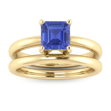 Afbeelding in Gallery-weergave laden, Emerald Sapphire verlovingsring bezet met geelgouden band 1,50 karaat