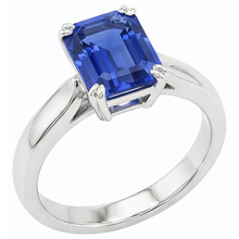 Afbeelding in Gallery-weergave laden, Emerald Solitaire Ring met blauwe saffier 3 karaats tandenset