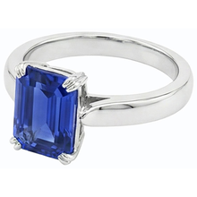 Afbeelding in Gallery-weergave laden, Emerald Solitaire Ring met blauwe saffier 3 karaats tandenset