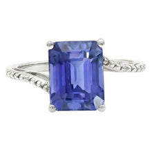 Afbeelding in Gallery-weergave laden, Emerald Solitaire trouwring blauwe saffier 2,50 karaat