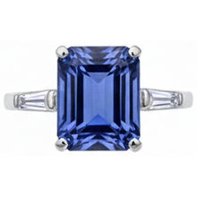 Afbeelding in Gallery-weergave laden, Smaragd, Tanzaniet & Baguette uit de aarde gewonnen Diamanten Ring 12.12 Karaat Witgoud 14K