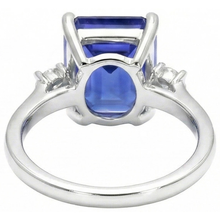Afbeelding in Gallery-weergave laden, Emerald & Round Cut 3 Ct Ceylon Sapphire Diamonds Ring Wit Goud 14K