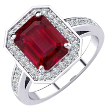 Afbeelding in Gallery-weergave laden, Smaragd Robijn IGI GECERTIFICEERDE Diamanten Ring 11 Karaat Witgoud 14K Prong Gezet Juweel