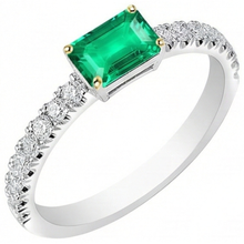 Afbeelding in Gallery-weergave laden, Gekleurde Steen Ring Bicolor 14K Goud met Smaragd – zijaanzicht
