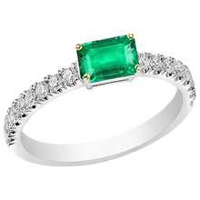 Afbeelding in Gallery-weergave laden, Gekleurde Steen Ring Bicolor 14K Goud met Smaragd – hoekaanzicht