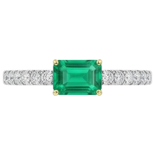 Afbeelding in Gallery-weergave laden, Smaragd Gekleurde Steen Ring 1-karaat Bicolor 14K Goud – profielaanzicht