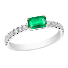 Afbeelding in Gallery-weergave laden, Gekleurde Steen Ring Bicolor 14K Goud met Smaragd – hoofdaanzicht