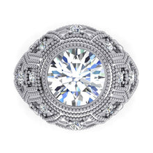 Afbeelding in Gallery-weergave laden, Enorme Antieke Stijl Ring Grote Echt Diamant Filigraan