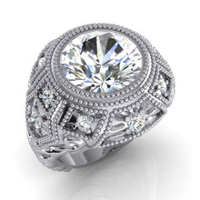 Afbeelding in Gallery-weergave laden, Enorme Antieke Stijl Ring Grote Echt Diamant Filigraan