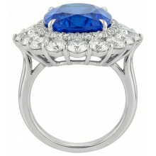 Afbeelding in Gallery-weergave laden, IGI GECERTIFICEERDE Enorme Victoriaanse Saffier Halo Ring