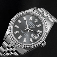 Afbeelding in Gallery-weergave laden, Rolex Datejust 16014 36mm Grijze Diamanten Wijzerplaat Roestvrij Staal Horloge