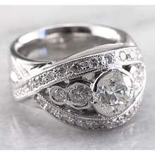 Afbeelding in Gallery-weergave laden, Fancy Ronde Echt Diamanten Antieke Stijl Ring 2,50 Karaat Wit Goud 14K