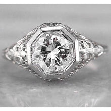 Afbeelding in Gallery-weergave laden, Filigraan Ronde Echt Diamanten Ring 2 Karaat Witgoud 14K