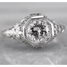 Afbeelding in Gallery-weergave laden, Filigraan Ronde Echt Diamanten Ring 2 Karaat Witgoud 14K