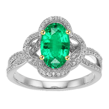 Afbeelding in Gallery-weergave laden, Smaragd Edelsteen Ring 1,50 karaat Tweekleurig 14K Goud – hoofdaanzicht
