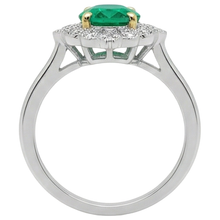 Afbeelding in Gallery-weergave laden, Smaragd Edelsteen Ring 2 karaat 14 Karaat Tweekleurig Goud – profielaanzicht