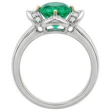 Afbeelding in Gallery-weergave laden, Fijne Smaragd Gekleurde Steen Ring 1,50 karaat Bicolor 14K Goud – bovenaanzicht