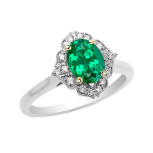 Afbeelding in Gallery-weergave laden, Smaragd Edelsteen Ring 2 karaat 14 Karaat Tweekleurig Goud – hoofdaanzicht