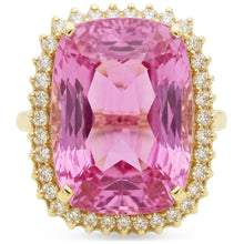 Afbeelding in Gallery-weergave laden, Geelgoud 14K Roze Kunziet 44.35 Ct Natuurlijke uit de aarde gewonnen Diamanten Edelsteen Ring Sieraden