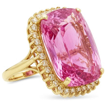 Afbeelding in Gallery-weergave laden, Geelgoud 14K Roze Kunziet 44.35 Ct Natuurlijke uit de aarde gewonnen Diamanten Edelsteen Ring Sieraden