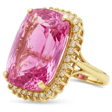 Afbeelding in Gallery-weergave laden, Geelgoud 14K Roze Kunziet 44.35 Ct Natuurlijke uit de aarde gewonnen Diamanten Edelsteen Ring Sieraden