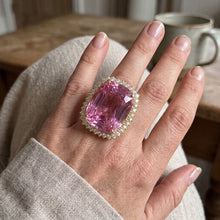 Afbeelding in Gallery-weergave laden, Geelgoud 14K Roze Kunziet 44.35 Ct Natuurlijke uit de aarde gewonnen Diamanten Edelsteen Ring Sieraden