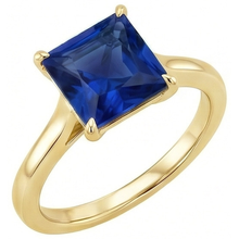 Afbeelding in Gallery-weergave laden, Natuurlijke Echte (Niet Labgekweekt) Geelgouden Solitaire Ring met Princess Geslepen Blauwe Saffier Edelsteen 5 Karaat