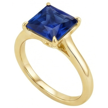 Afbeelding in Gallery-weergave laden, Natuurlijke Echte (Niet Labgekweekt) Geelgouden Solitaire Ring met Princess Geslepen Blauwe Saffier Edelsteen 5 Karaat