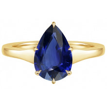 Afbeelding in Gallery-weergave laden, Geelgouden Solitaire Ring Teardrop-stijl Ceylon Sapphire 2,50 karaat