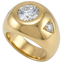 Afbeelding in Gallery-weergave laden, Herenring Geelgoud met Drie Oud Slijpsel Ronde Diamanten 2.25 Karaat