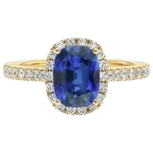 Afbeelding in Gallery-weergave laden, Geelgoud Ovaal Saffier Halo Natuurlijke uit de aarde gewonnen Diamanten Ring 11.25 Karaat 14K