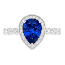 Afbeelding in Gallery-weergave laden, Gekleurde Steen Ring 14 Karaat Witgoud – Blauwe Saffier