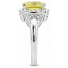 Afbeelding in Gallery-weergave laden, Gele saffier en Natuurlijke echte diamanten ( niet in een laboratorium gekweekt ) 4 karaats ring wit goud 14K