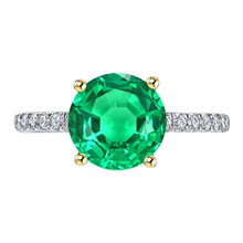 Afbeelding in Gallery-weergave laden, Colombiaanse Smaragd Edelsteen Ring 3-karaat Tweekleurig 14K Goud – hoofdaanzicht