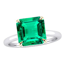 Afbeelding in Gallery-weergave laden, Smaragd Asscher Slijpvorm Gekleurde Steen Ring in Tweekleurig 14K Goud – hoofdaanzicht