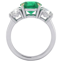 Afbeelding in Gallery-weergave laden, Fijne Smaragd Gekleurde Steen Ring 3 karaat 14 Karaat Tweekleurig Goud – detailaanzicht