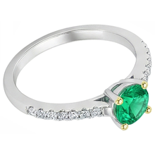 Afbeelding in Gallery-weergave laden, Smaragd Sieraadsteen Ring 1 karaat Bicolor 14K Goud – hoekaanzicht