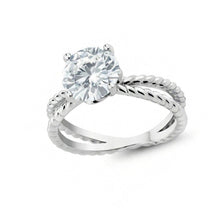 Afbeelding in Gallery-weergave laden, Trouwring met gespleten schacht, solitaire met uit de aarde gewonnen diamant van 3 ct, Witgoud 14K