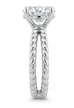 Afbeelding in Gallery-weergave laden, Trouwring met gespleten schacht, solitaire met uit de aarde gewonnen diamant van 3 ct, Witgoud 14K