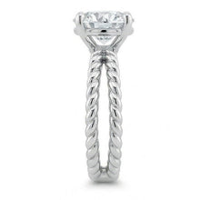 Afbeelding in Gallery-weergave laden, Trouwring met gespleten schacht, solitaire met uit de aarde gewonnen diamant van 3 ct, Witgoud 14K