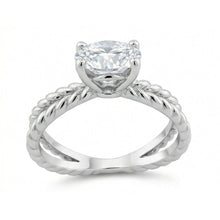Afbeelding in Gallery-weergave laden, Trouwring met gespleten schacht, solitaire met uit de aarde gewonnen diamant van 3 ct, Witgoud 14K
