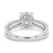 Afbeelding in Gallery-weergave laden, Trouwring met gespleten schacht, solitaire met uit de aarde gewonnen diamant van 3 ct, Witgoud 14K