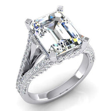 Afbeelding in Gallery-weergave laden, Gespleten Schacht Smaragd Natuurlijk Diamant Ring