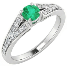 Afbeelding in Gallery-weergave laden, Gespleten schacht ronde groene smaragd ring 1,75 karaat witgoud 14K