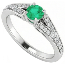 Afbeelding in Gallery-weergave laden, Gespleten schacht ronde groene smaragd ring 1,75 karaat witgoud 14K